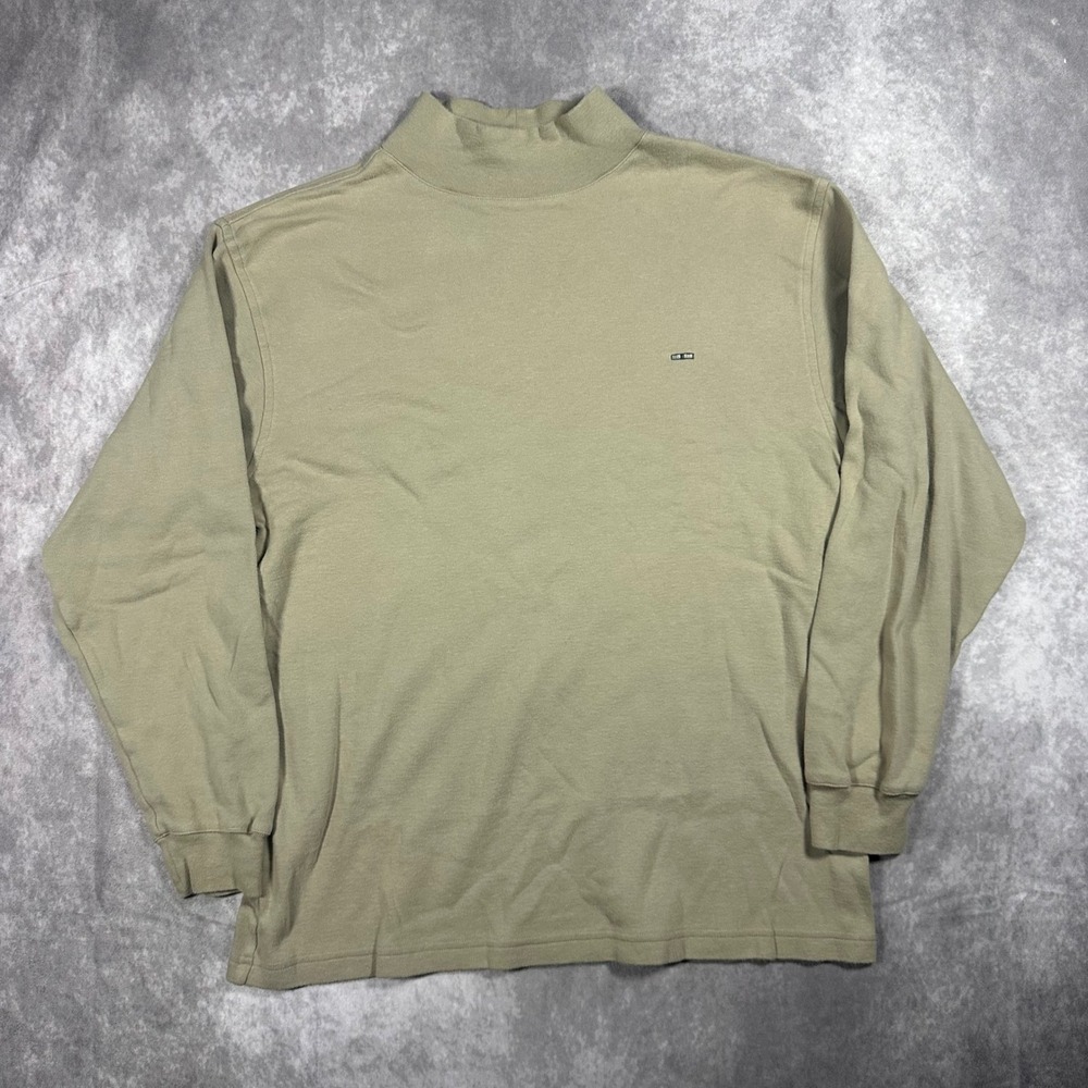 Vtg 90s Colours Alexander Julian Mens M Tan Mock Neck Long Sleeve Knit Shirt